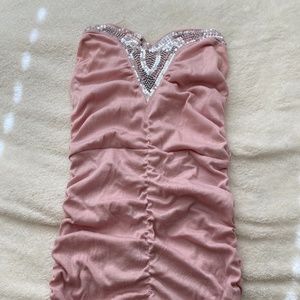 Strapless pink stretchy dress